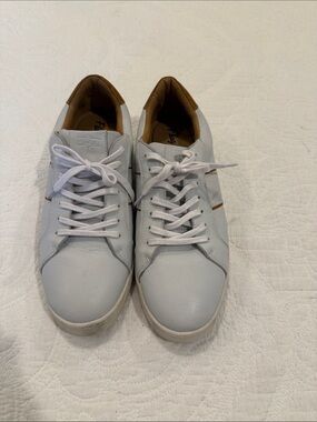 Men's White Leather Sneakers with Tan Lining